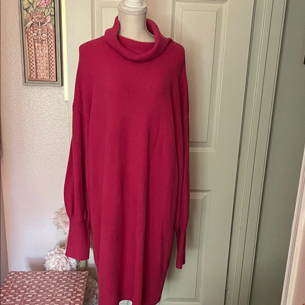 Gibson Latimer Vibrant Red Cowl Neck Sweater